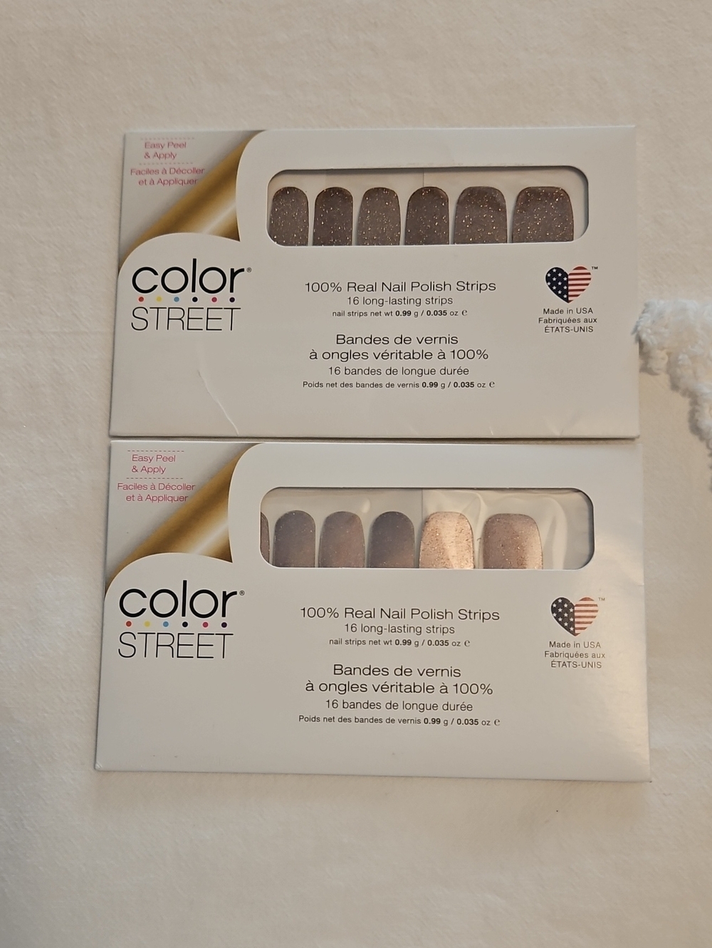 Color Street Taupe Glitter and Shimmer Nail Polish Strips - 2 Packs